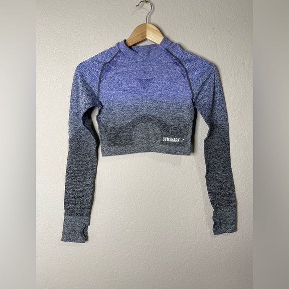Gymshark Women's Ombré Seamless Crop Top Indigo/Black Size S - Picture 4 of 6